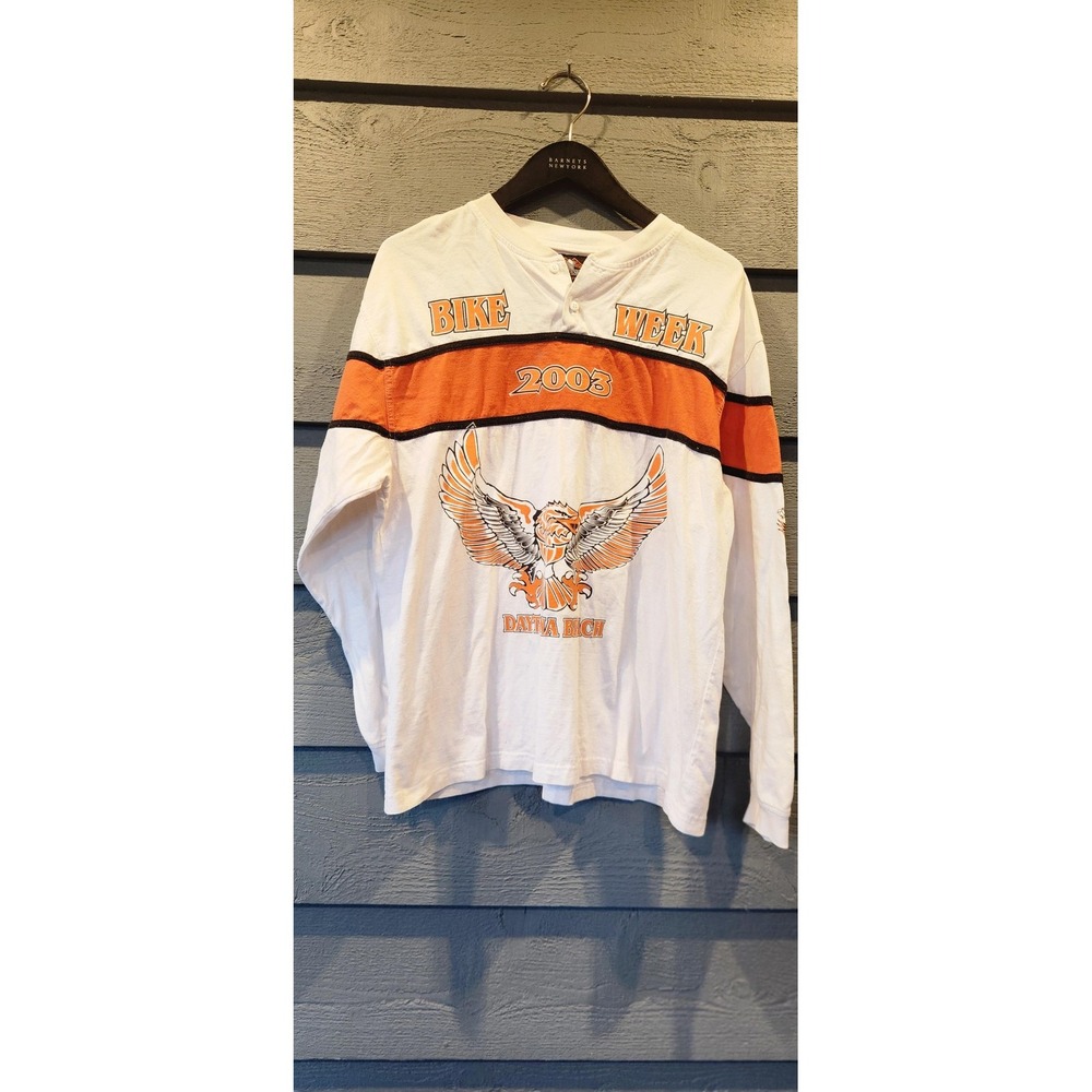Vintage Bike Week Daytona Beach Shirt Mens XL Long Sleeve Eagle Henley 2003